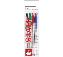 Шариковые ручки Staff Basic Budget Bp-02 набор 4 цвета, письмо 500 м, длина корпуса 13,5 см, линия письма 0.5 мм 143762