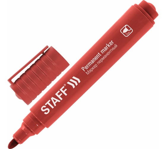 Перманентный маркер Staff Basic Budget Pm-125, красный, круглый наконечник 3 мм 152176