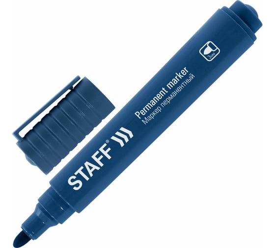 Перманентный маркер Staff Basic Budget Pm-125, синий, круглый наконечник 3 мм 152175 1