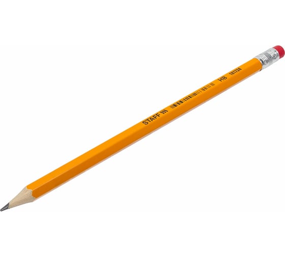 Чернографитный карандаш Staff Everyday Blp-724, 1 шт, HB, с ластиком, корпус желтый 181724