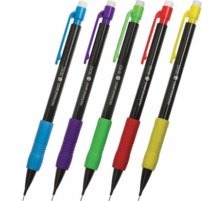 Механический карандаш 0.5 мм College Mp-422 Staff, ластик, резиновый грип, корпус черный, детали ассорти 24 шт 181422