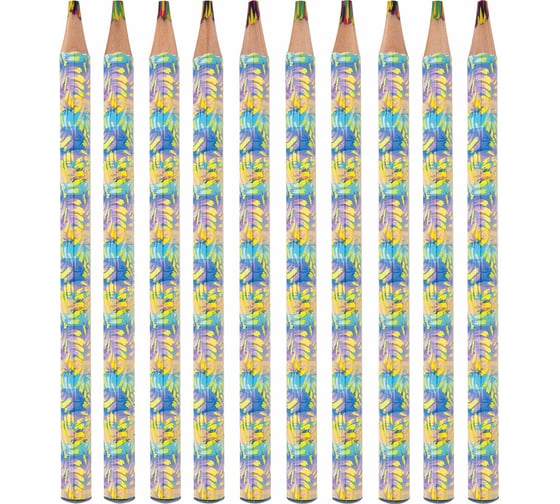 Карандаш ЮНЛАНДИЯ Magic Tropic с многоцветным грифелем, мягкий, 1 шт, тропические цвета, утолщенный 181790