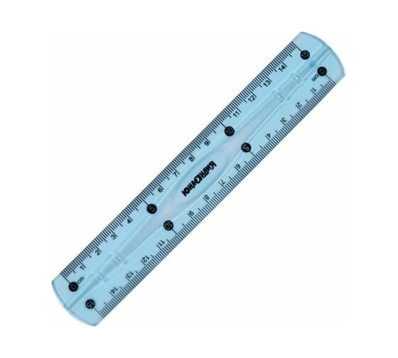 Линейка ЮНЛАНДИЯ Flex 15 см, гибкая ,пластиковая, тонированная, голубая 210757 1