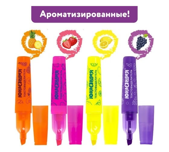 Текстовыделитель ЮНЛАНДИЯ Фрукты ассорти, в дисплее, ароматизированный, линия 1-5 мм 151909