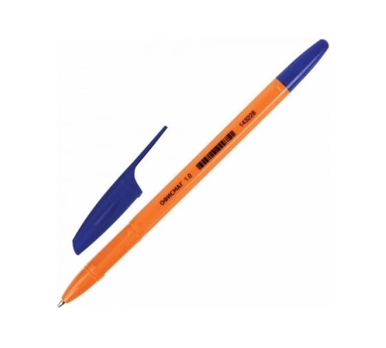 Шариковая ручка ОФИСМАГ X-333 Orange синяя, корпус оранжевый, узел 1 мм, линия письма 0.5 мм 143228 1