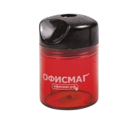Точилка ОФИСМАГ с контейнером, пластиковая, цилиндрическая, красная 226940 1