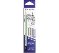 Чернографитный карандаш ACMELIAE 12 шт, HB круглый, корпус перламутровый, 4 цвета корпуса 43516