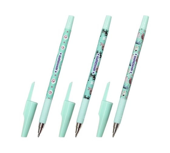 Шариковая ручка ЮНЛАНДИЯ Glamour Cat синяя, Soft Touch покрытие, узел 0.7 мм, линия письма 0.35 мм 143734