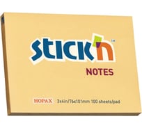 Самоклеящийся бумажный блок STICK`N 21392 76x101 мм, 100 листов, 70 г/м2, пастель, оранжевый, 12 шт в упаковке 822720