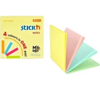 Самоклеящийся бумажный блок STICK`N Magic 21574 76x76 мм, 100 листов, 70 г/м2, пастель, 4 цвета в упаковке, 12 шт в упаковке 897369
