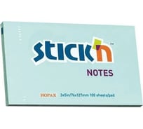 Самоклеящийся бумажный блок STICK`N 21155 76x127 мм, 100 листов, 70 г/м2, пастель, голубой, 12 шт в упаковке 822649