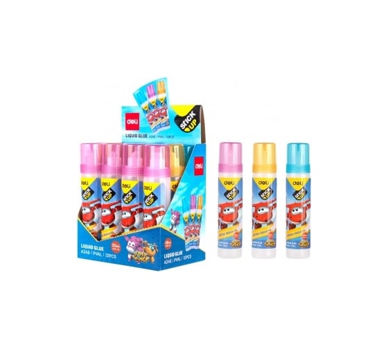 Жидкий клей DELI Super Wings EA246 30 мл, корпус ассорти, дисплей, картонный, детский, 12 шт в упаковке 1804971
