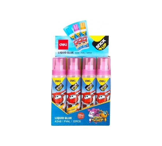 Жидкий клей DELI Super Wings EA246 30 мл, корпус ассорти, дисплей, картонный, детский, 12 шт в упаковке 1804971