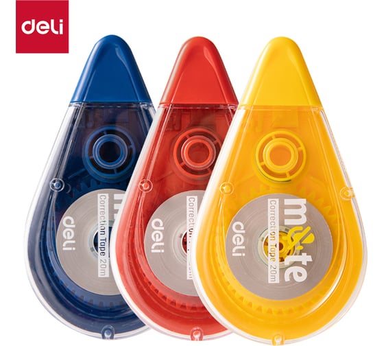 Лента коррект. DELI Mute 20мх5мм ассорти корпус блистер  EH361