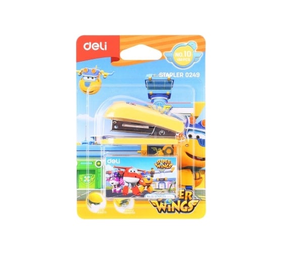 Настольный степлер DELI E0249 Super Wings 24/6 26/6, 12 листов, ассорти, 40 скоб, металл/пластик, блистер, 12 шт в упаковке 1804936