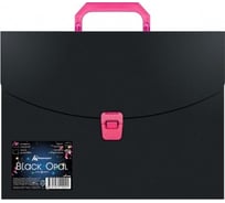 Портфель Бюрократ Black Opal BLPP01PINK 1 отделение, A4, пластик, 0.7 мм, черный/розовый, 14 шт в упаковке 1481695