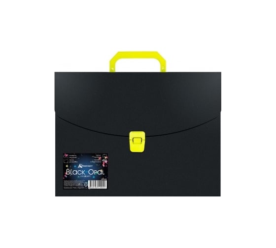 Портфель Бюрократ Black Opal BLPP01YEL 1 отделение, A4, пластик, 0.7 мм, черный/желтый, 14 шт в упаковке 1481699 1