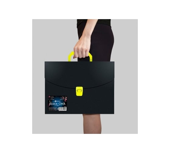 Портфель Бюрократ Black Opal BLPP01YEL 1 отделение, A4, пластик, 0.7 мм, черный/желтый, 14 шт в упаковке 1481699