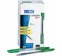 Шариковая ручка LINC CORONA PLUS зеленая, 0.7 мм, прозрачный круглый корпус 3002N/green_NEW