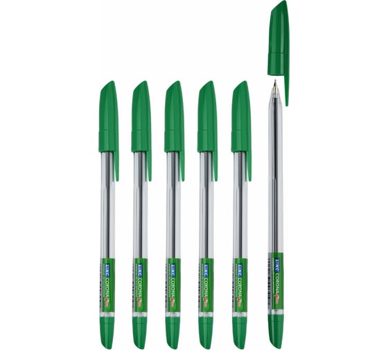 Шариковая ручка LINC CORONA PLUS зеленая, 0.7 мм, прозрачный круглый корпус 3002N/green_NEW