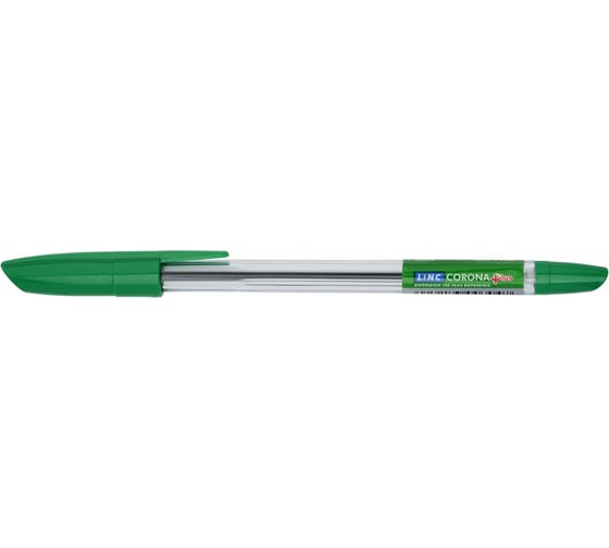 Шариковая ручка LINC CORONA PLUS зеленая, 0.7 мм, прозрачный круглый корпус 3002N/green_NEW