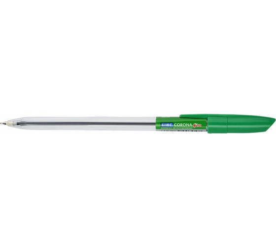 Шариковая ручка LINC CORONA PLUS зеленая, 0.7 мм, прозрачный круглый корпус 3002N/green_NEW