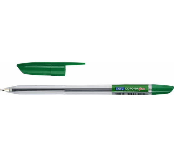 Шариковая ручка LINC CORONA PLUS зеленая, 0.7 мм, прозрачный круглый корпус 3002N/green_NEW
