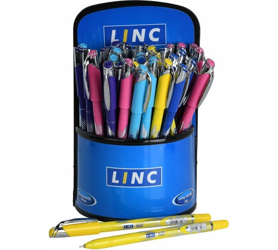 Шариковая ручка LINC GLISS синий, 0.7 мм, ассорти, круглый корпус, игольчатый наконечник 1210F/display_NEW