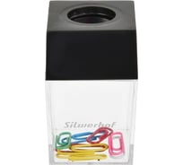 Скрепочница Silwerhof 503001 магнитная, с наполнением, прозрачный, картонная коробка, 12 шт в упаковке 1075706