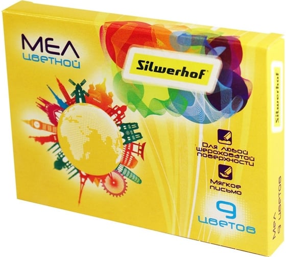 Цветной мел Silwerhof 882086-09 Солнечная коллекция 9 цветов, 20 шт в упаковке 1097207 1