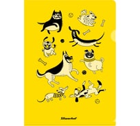 Папка-уголок Silwerhof Dogs 255172 гладкий, A4, пластик, желтый, 20 шт в упаковке 1427861