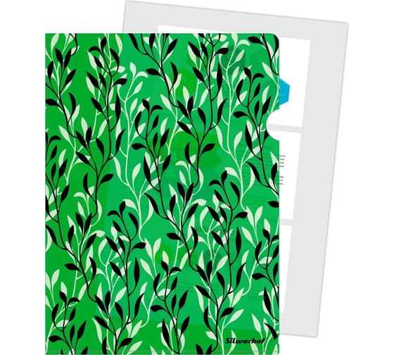 Папка-уголок Silwerhof Flora 255177 гладкий, A4, пластик, светло-зеленый, 20 шт в упаковке 1427878