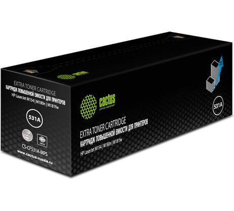 Лазерный картридж Cactus cf531x голубой, 2700 страниц, для hp laserjet m154/m180n/m181fw CS-CF531A-MPS 1521908