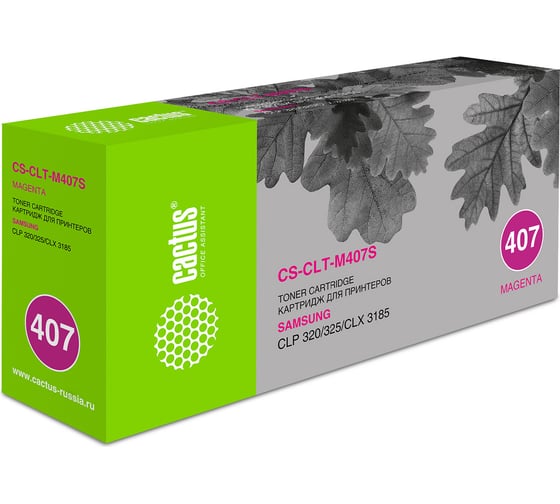 Лазерный картридж Cactus clt-m407s пурпурный, 1000 страниц, для samsung clp320/320n/325/clx CS-CLT-M407S 727299 1