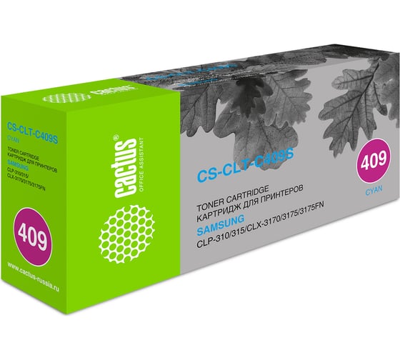 Лазерный картридж Cactus clt-c409s голубой, 1000 страниц, для samsung clp-310/315/clx-3170/ CS-CLT-C409S 690171 1