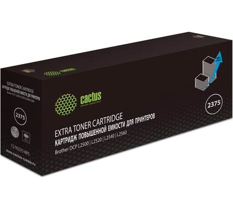 Лазерный картридж Cactus tn-2375x черный, 10400 страниц, для brother dcp l2500/l2520/l2540 1421524