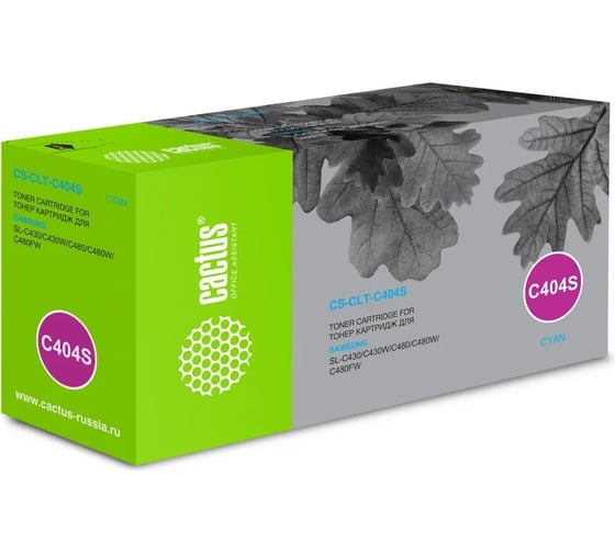 Лазерный картридж Cactus clt-c404s голубой, 1000 страниц, для samsung sl-c430/c430w/c480/c4 CS-CLT-C404S 334733 1
