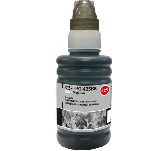 Чернила Cactus черный 100мл для canon pixma ip4840/mg5140/5240/6140/8140/mx884 CS-I-PGI425BK 845641 1
