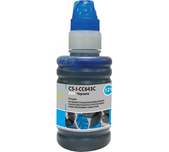 Чернила Cactus голубой 100мл для hp dj d1663/d2563/d2663/d5563/ps c4683/c4783 CS-I-CC643C 845556 1