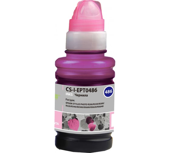 Чернила Cactus светло-пурпурный 100мл для epson stph r200/r220/r300/r320 CS-I-EPT0486 845591 1