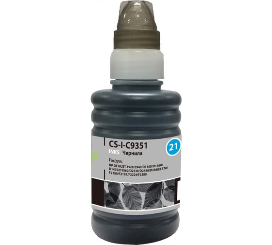 Чернила Cactus черный 100мл для hp dj 3920/3940/d1360/d1460/d1470/d1560/d2330/d2430/d2460 CS-I-C9351 845549 1