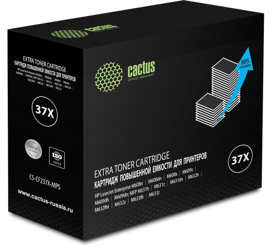 Лазерный картридж CS-CF237X-MPS cf237yx черный, 50000 страниц, для hp lj m608n/m608dn/m609x/m631h Cactus 1160391 1