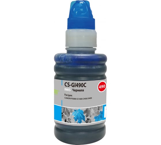 Чернила Cactus gi-490 голубой 100мл для canon pixma g1400/g2400/g3400 CS-GI490C 359138 1