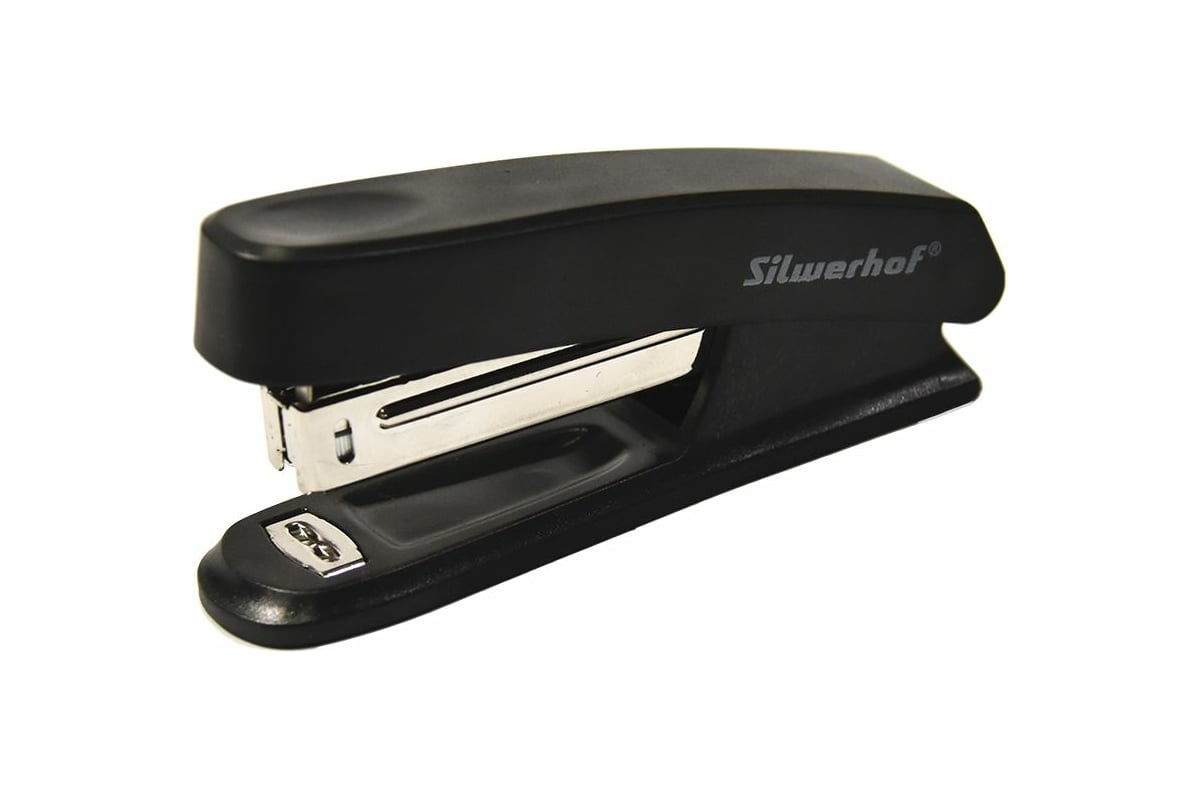 Степлер Silwerhof 401072-01 N10, 12 листов, черный, 50 скоб, пластик ...