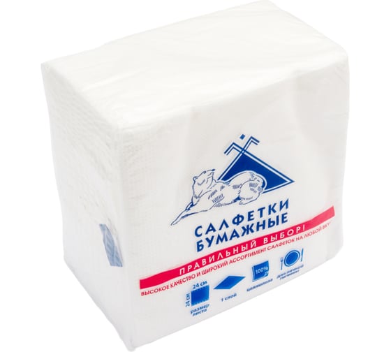 Салфетки Сыктывкарские 24x24 см, 1 слой, 100 шт. 1н11