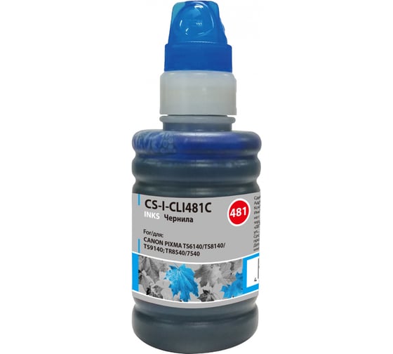 Чернила Cactus голубой 100мл для canon pixma tr7540/tr8540/ts6140/ts8140/ts9140 CS-I-CLI481C 1171267 1