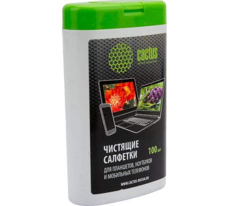 Влажные салфетки для планшетов и смартфонов Cactus малая туба, 100 шт. CS-T1005 927293