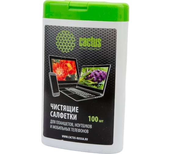Влажные салфетки для планшетов и смартфонов Cactus малая туба, 100 шт. CS-T1005 927293