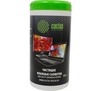 Влажные салфетки для экранов и оптики Cactus туба 100 шт. CS-T1001 901280