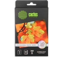 Фотобумага для струйной печати Cactus prof 10x15, 260г/м2, 50 листов, белая, глянцевая CS-HGA626050 805841